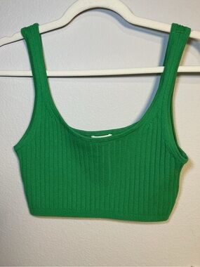 Wilfred Women's Green Ribbed Tank Crop Top